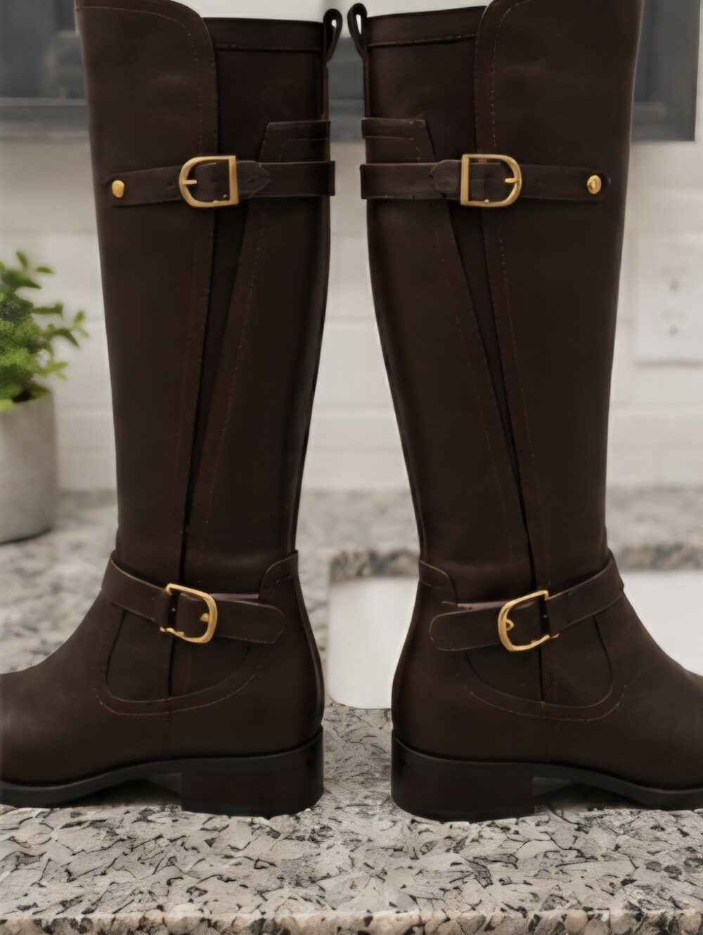 SoleMani Abigail Super Slim Brown Leather Knee-High Riding Boots, Women's 8M - Picture 7 of 13